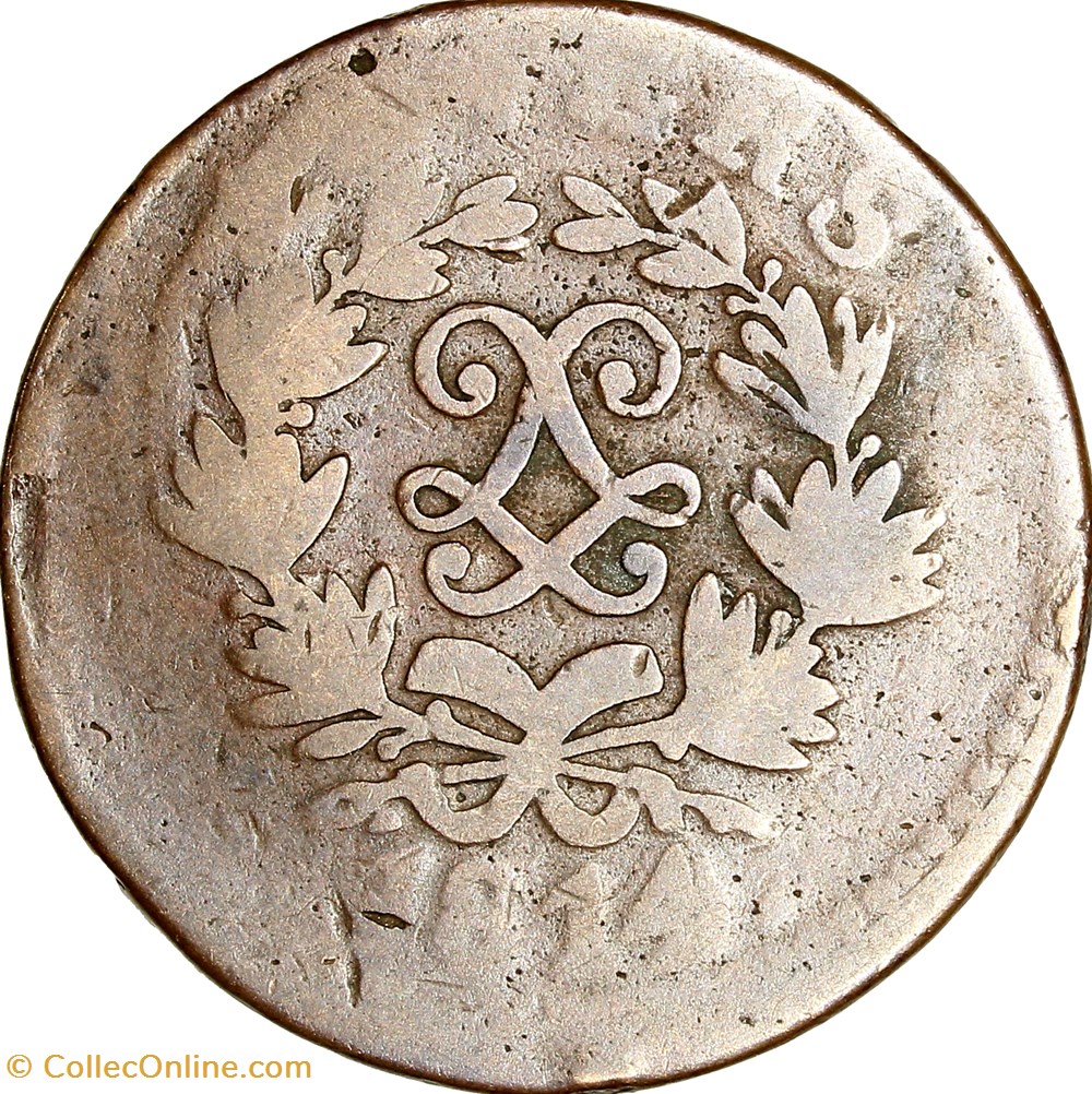 5 centimes d'Anvers au double L, Louis XVIII, 1814, Anvers, atelier de l'arsenal monnaies monde france 5 centimes anvers au double l louis xviii 1814 anvers atelier de arsenal
