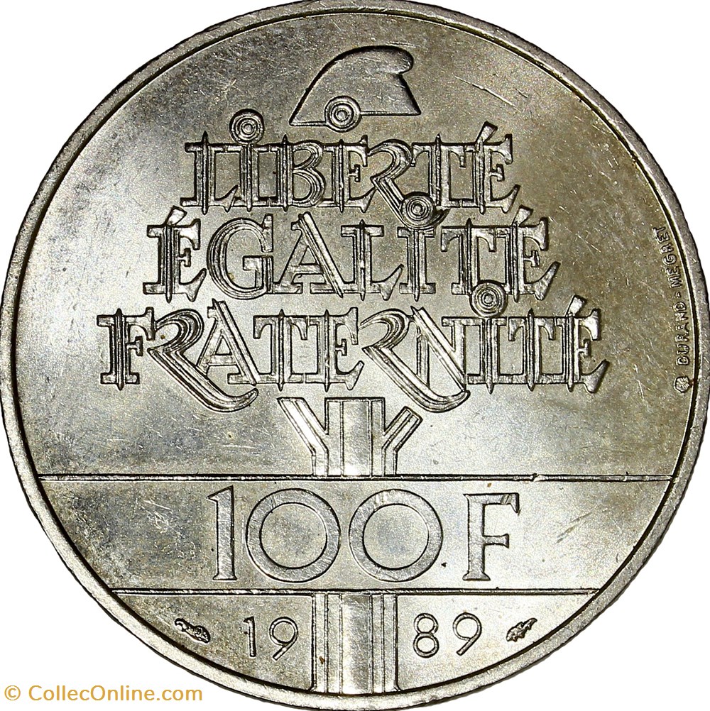 monnaies monde france 100 francs droits de homme ve republique 1989