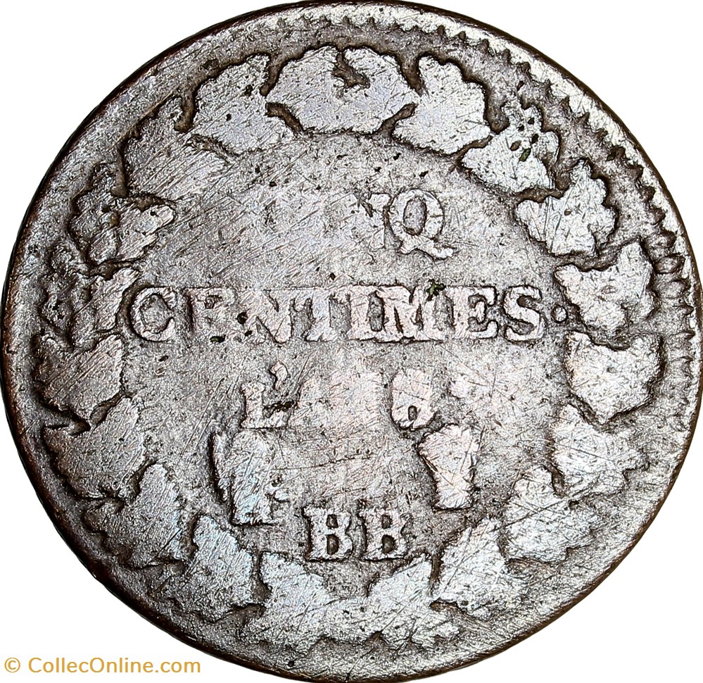 Cinq centimes Dupré, grand module, le Consulat, an 8 / 5, Strasbourg monnaies monde france cinq centimes dupre grand module le consulat an 8 5 strasbourg