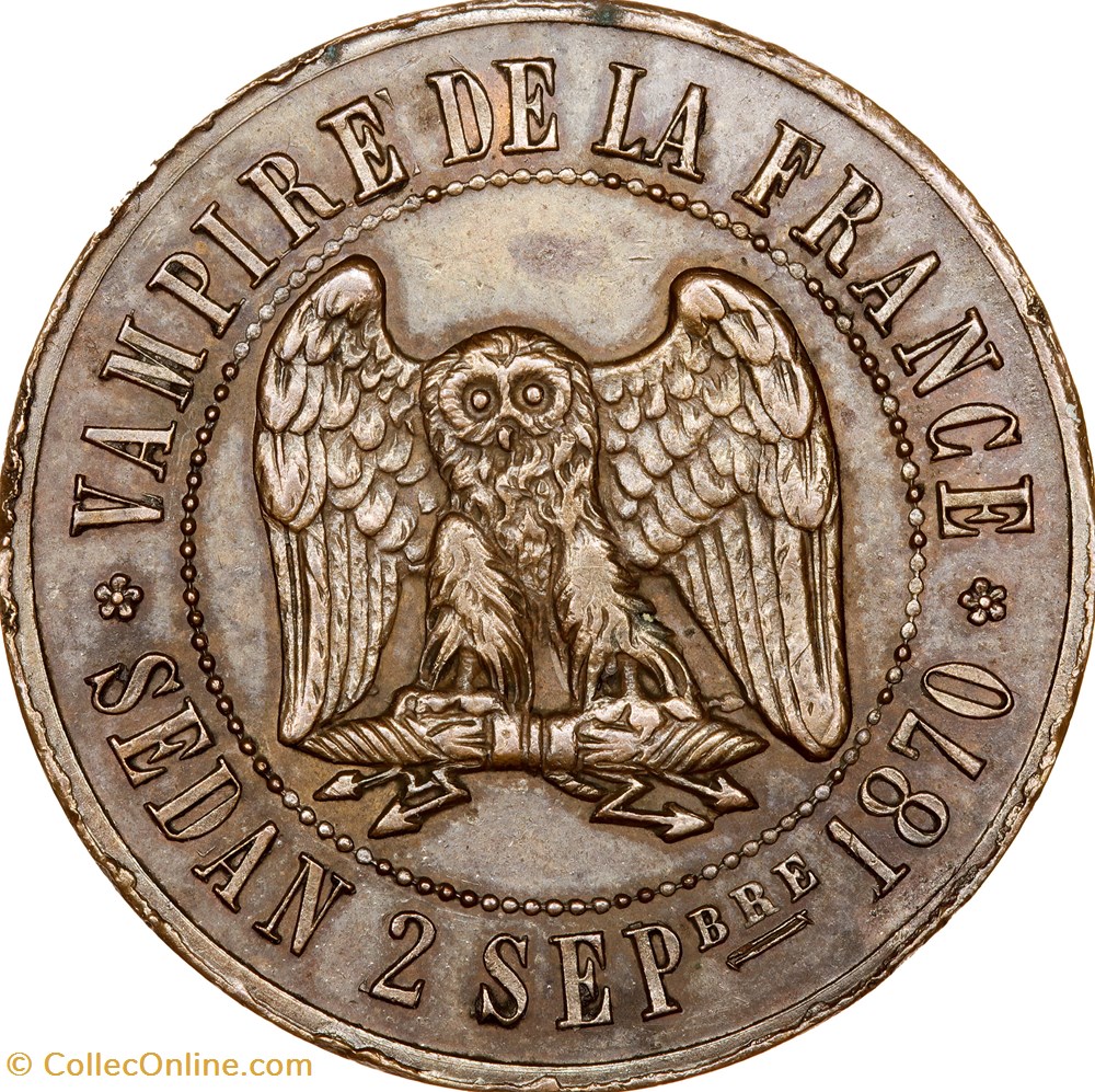 monnaies monde france 10 centimes satirique defaite de sedan gouvernement de la defense nationale 1870