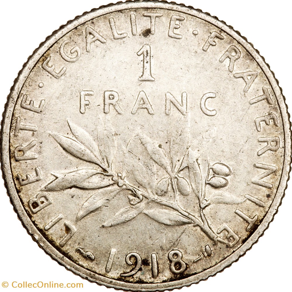1 franc Semeuse, IIIe République, 1918 monnaies monde france 1 franc semeuse iiie republique 1918
