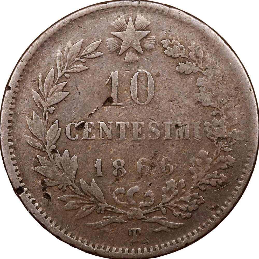 monnaies monde italie 10 centesimi victor emmanuel ii 1866 turin