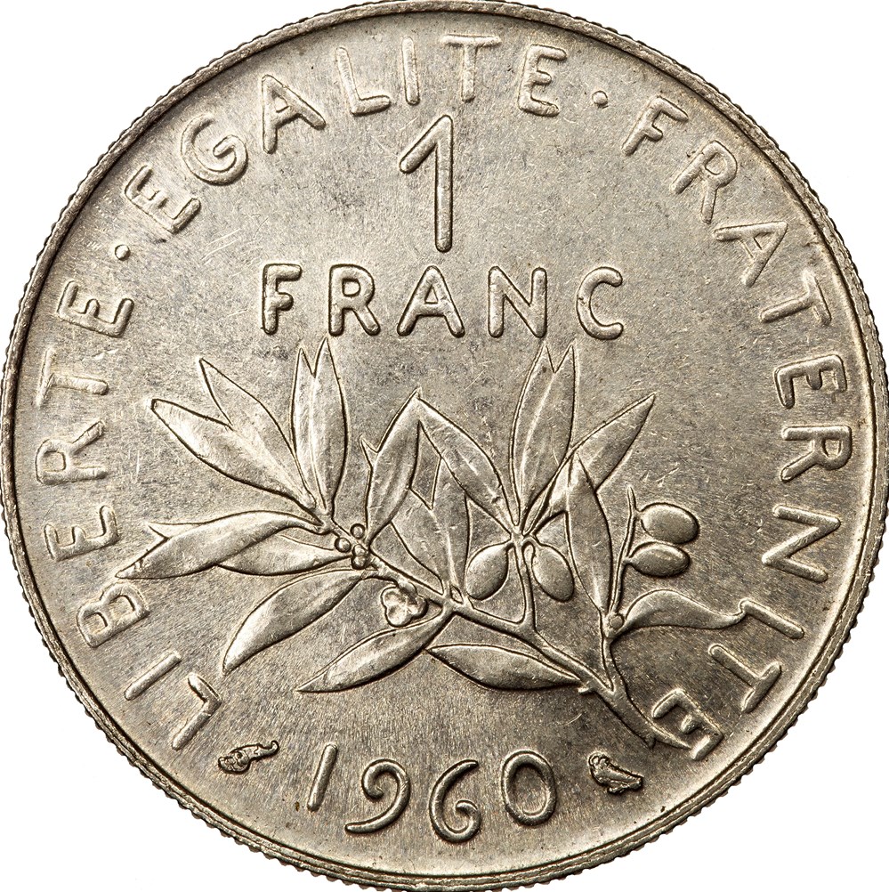 1 franc Semeuse, nickel, 1960, gros 0 monnaies monde france 1 franc semeuse nickel 1960 gros 0