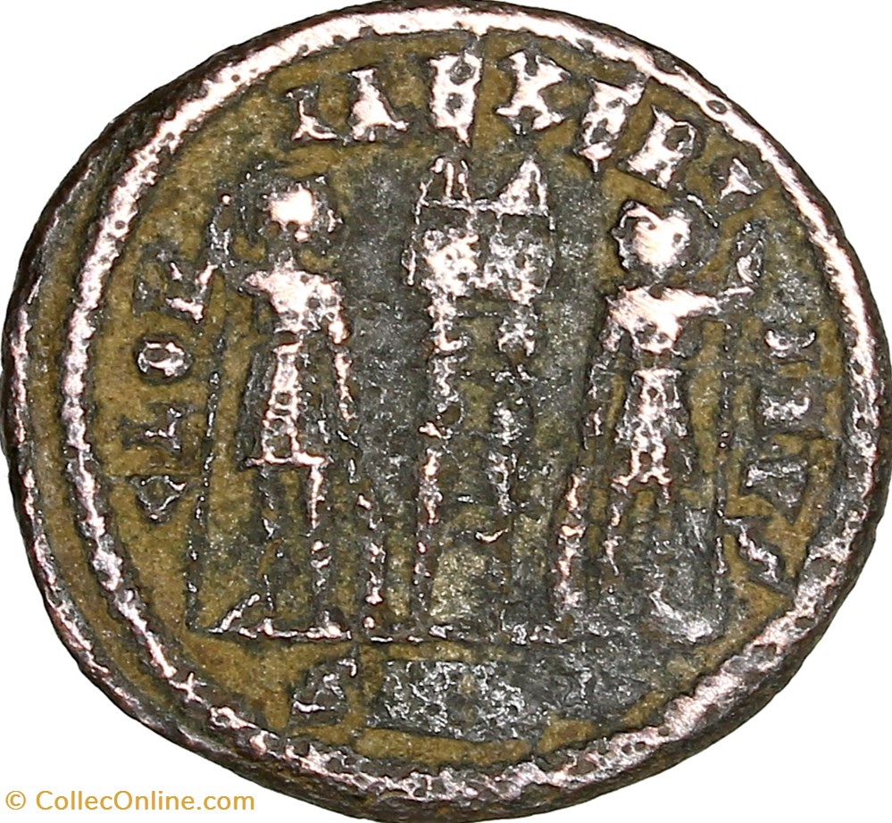Centenionalis de Constantin II césar, Gloria Exercitus 2 enseignes, 330-335, Nicomédie monnaies antiques romaines imperiales et republicaines centenionalis de constantin ii cesar gloria exercitus 2 enseignes 330 335 nicomedie