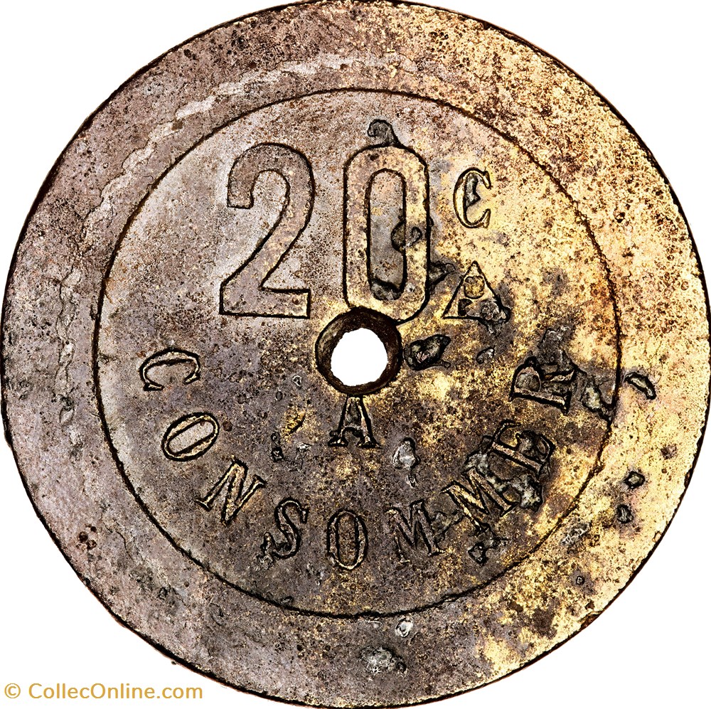 Jeton de 20 centimes à consommer. monnaies paranumismatique jetons poids jeton de 20 centimes a consommer