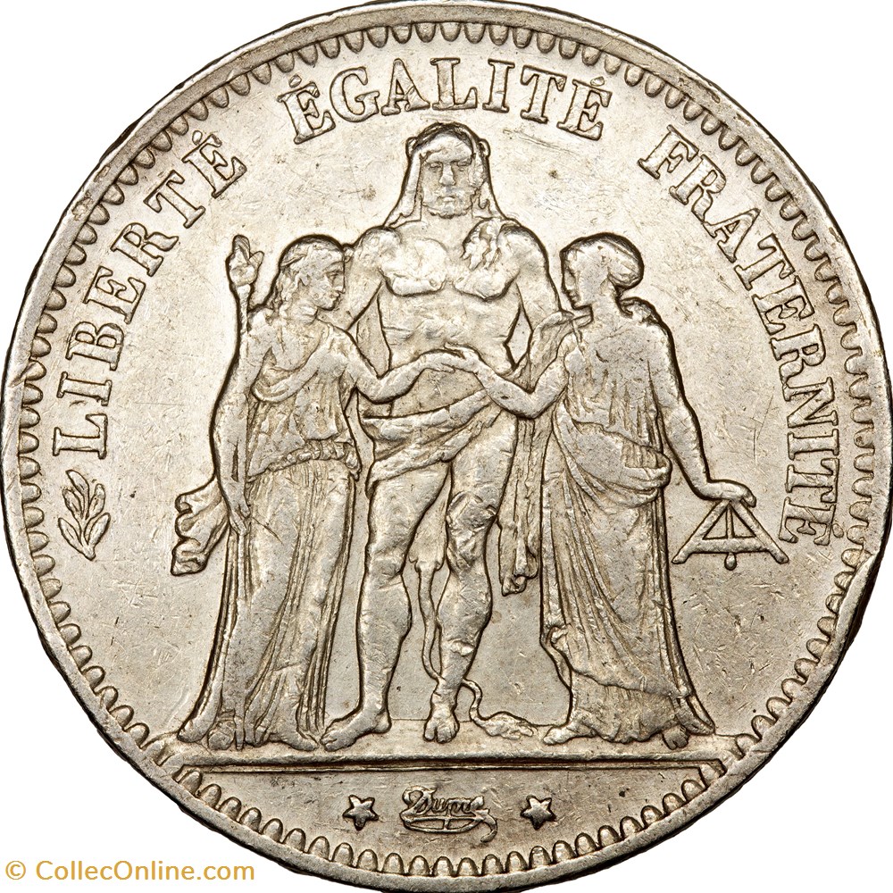 5 francs Hercule, IIIe République, 1876, Bordeaux monnaies monde france 5 francs hercule iiie republique 1876 bordeaux