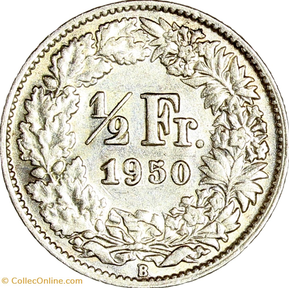 1/2 franc Helvetia Suisse, 1950, Berne monnaies monde 1 2 franc helvetia suisse 1950 berne