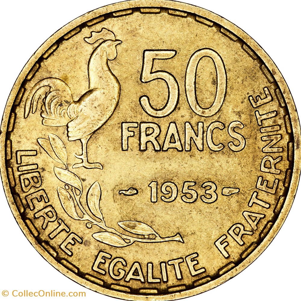 monnaies monde france 50 francs guiraud ive republique 1953