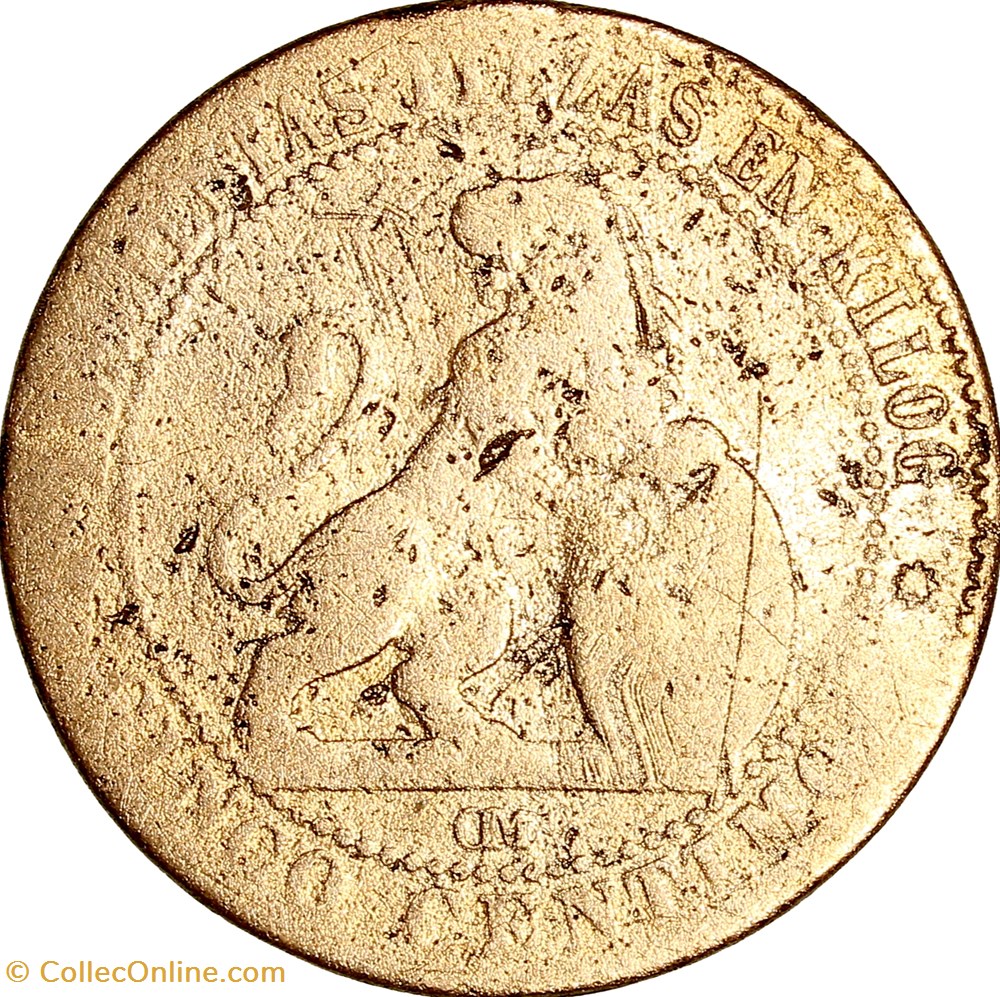 5 centimos, Espagne, 1870, Oeschger Mesdach monnaies monde 5 centimos espagne 1870 oeschger mesdach