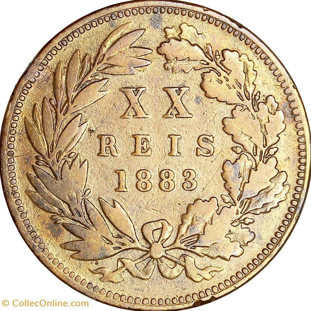 20 reis, Louis Ier du Portugal, 1883 monnaies monde 20 reis louis ier du portugal 1883