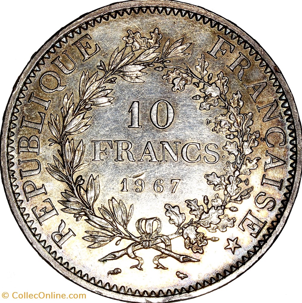 10 francs Hercule, Ve République, 1967 monnaies monde france 10 francs hercule ve republique 1967