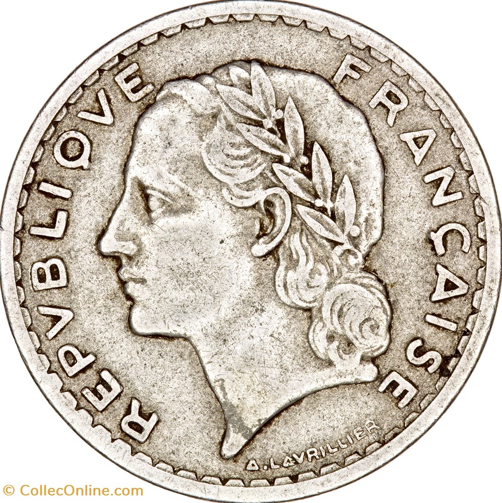 monnaies monde france 5 francs lavrillier aluminium ive republique 1952