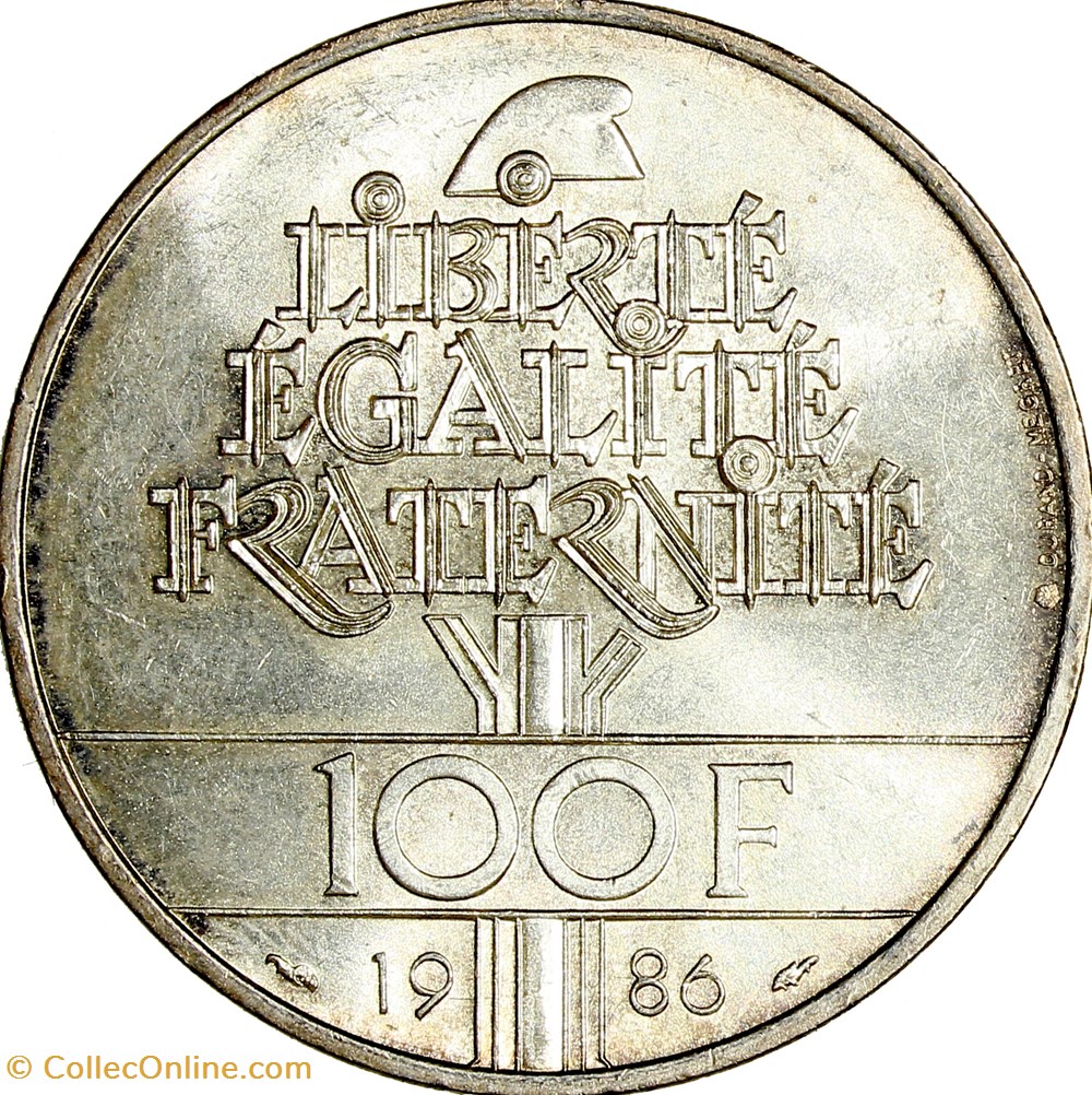 100 francs Liberté, Ve République, 1986 monnaies monde france 100 francs liberte ve republique 1986