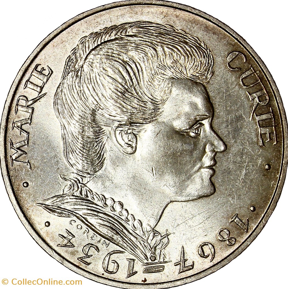 monnaies monde france 100 francs marie curie ve republique 1984