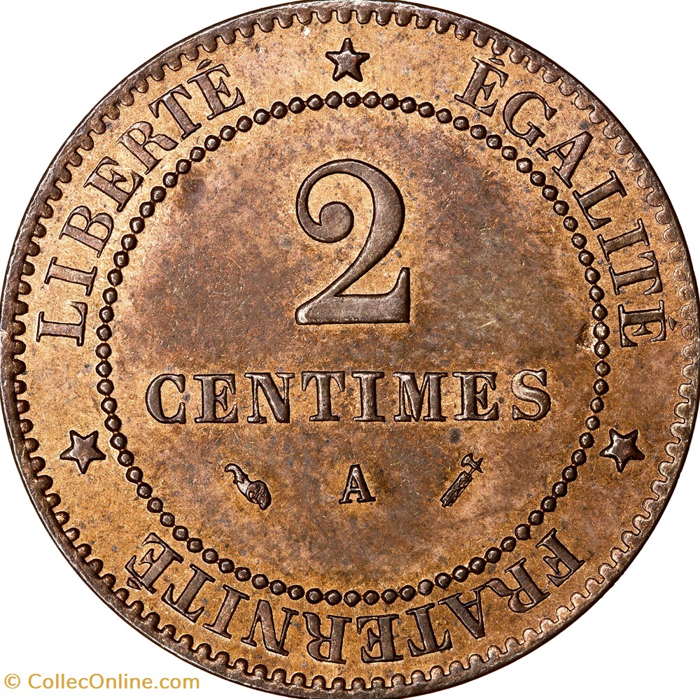 2 centimes Cérès, IIIe République, 1895, Paris monnaies monde france 2 centimes ceres iiie republique 1895 paris