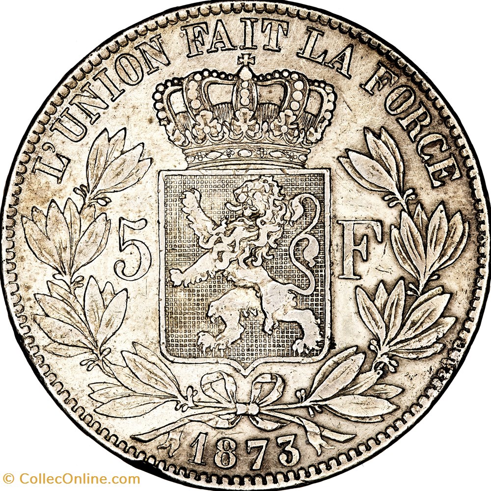 5 francs, Léopold II de Belgique, 1873 monnaies monde 5 francs leopold ii de belgique 1873