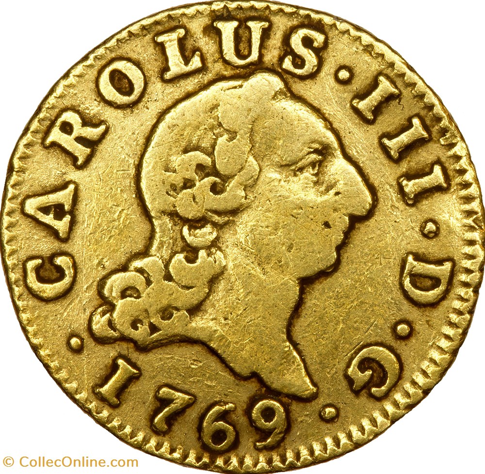1/2 escudo de Charles III d'Espagne, 1769, Madrid monnaies europe medievale royaume 1 2 escudo de charles iii espagne 1769 madrid