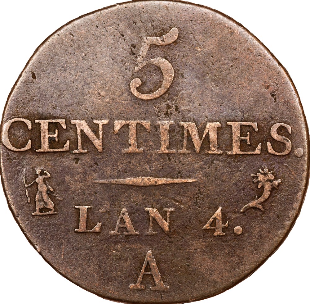 monnaies monde france 5 centimes dupre petit module le directoire an 4 paris