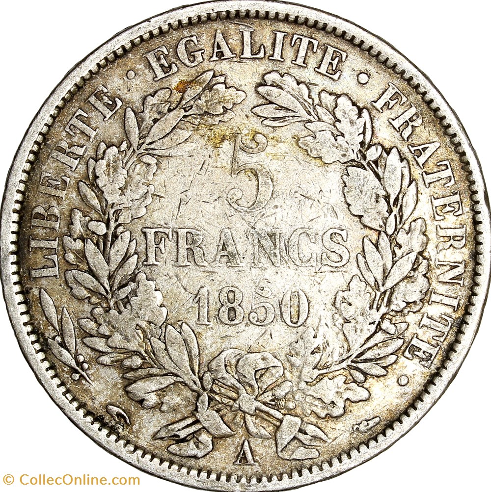 5 francs Cérès, IIe République, 1850, Paris monnaies monde france 5 francs ceres iie republique 1850 paris