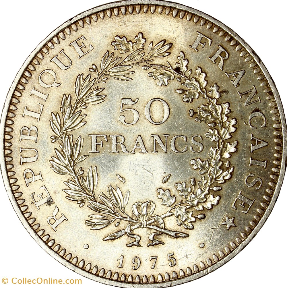 50 francs Hercule, Ve République, 1975 monnaies monde france 50 francs hercule ve republique 1975