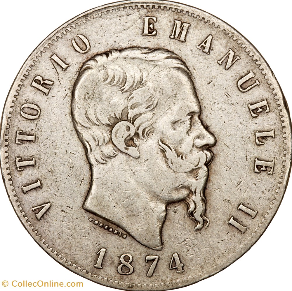 5 lires, Victor Emmanuel II, 1874, Milan monnaies monde italie 5 lires victor emmanuel ii 1874 milan