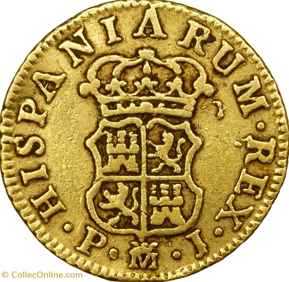 1/2 escudo de Charles III d'Espagne, 1769, Madrid monnaies europe medievale royaume 1 2 escudo de charles iii espagne 1769 madrid