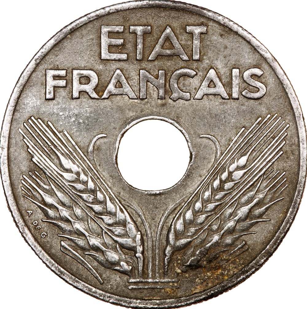 monnaies monde france 20 centimes etat francais legere etat francais 1944 zinc