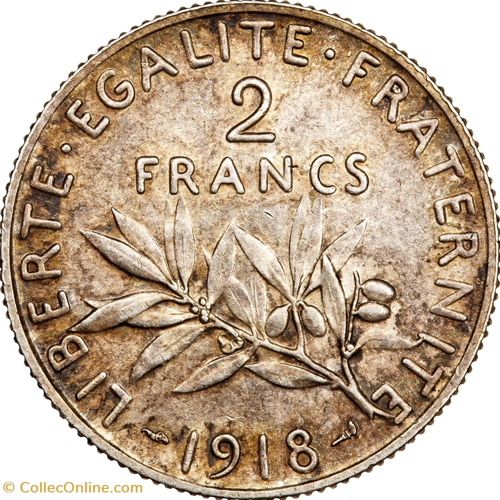 2 francs Semeuse, IIIe République, 1918 monnaies monde france 2 francs semeuse iiie republique 1918