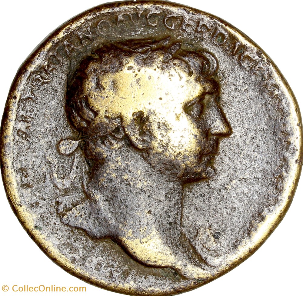 Sesterce de Trajan, Abundantia, 106, Rome monnaies antiques romaines imperiales et republicaines sesterce de trajan abundantia 106 rome