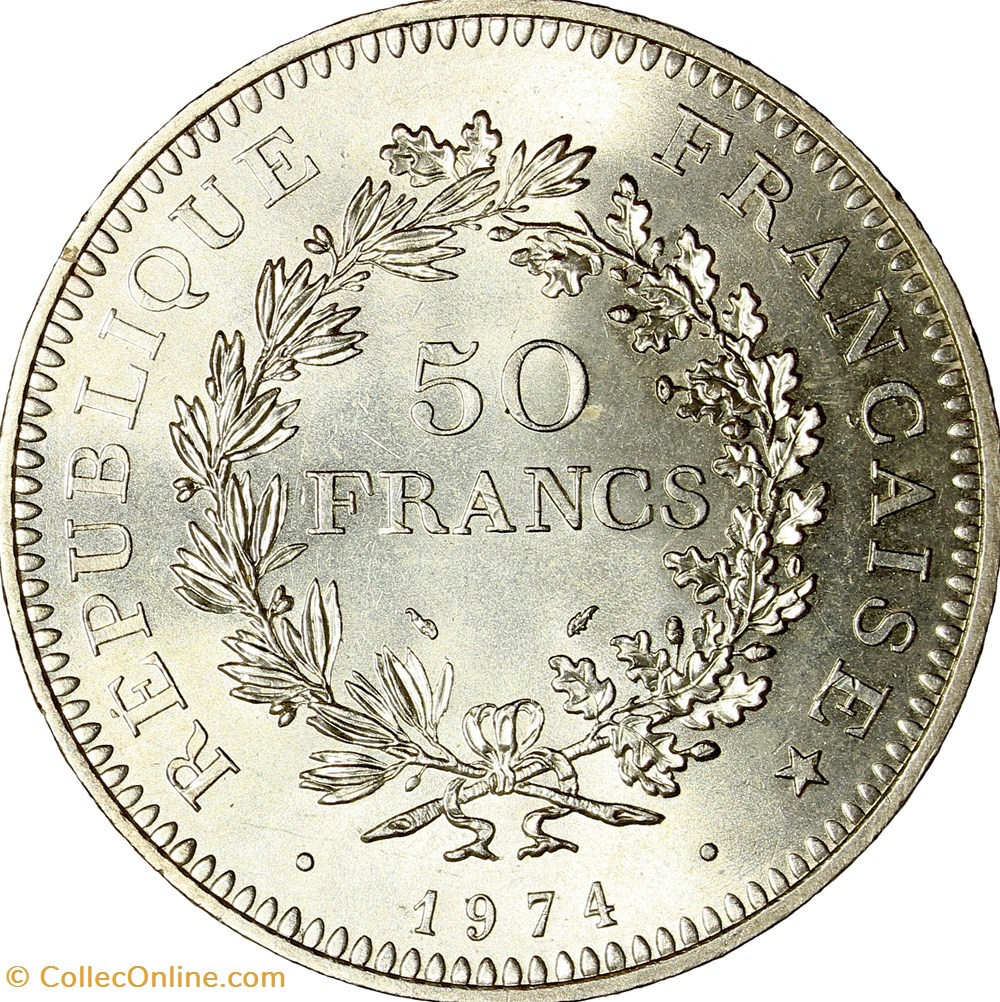 50 francs Hercule, Ve République, 1974 monnaies monde france 50 francs hercule ve republique 1974