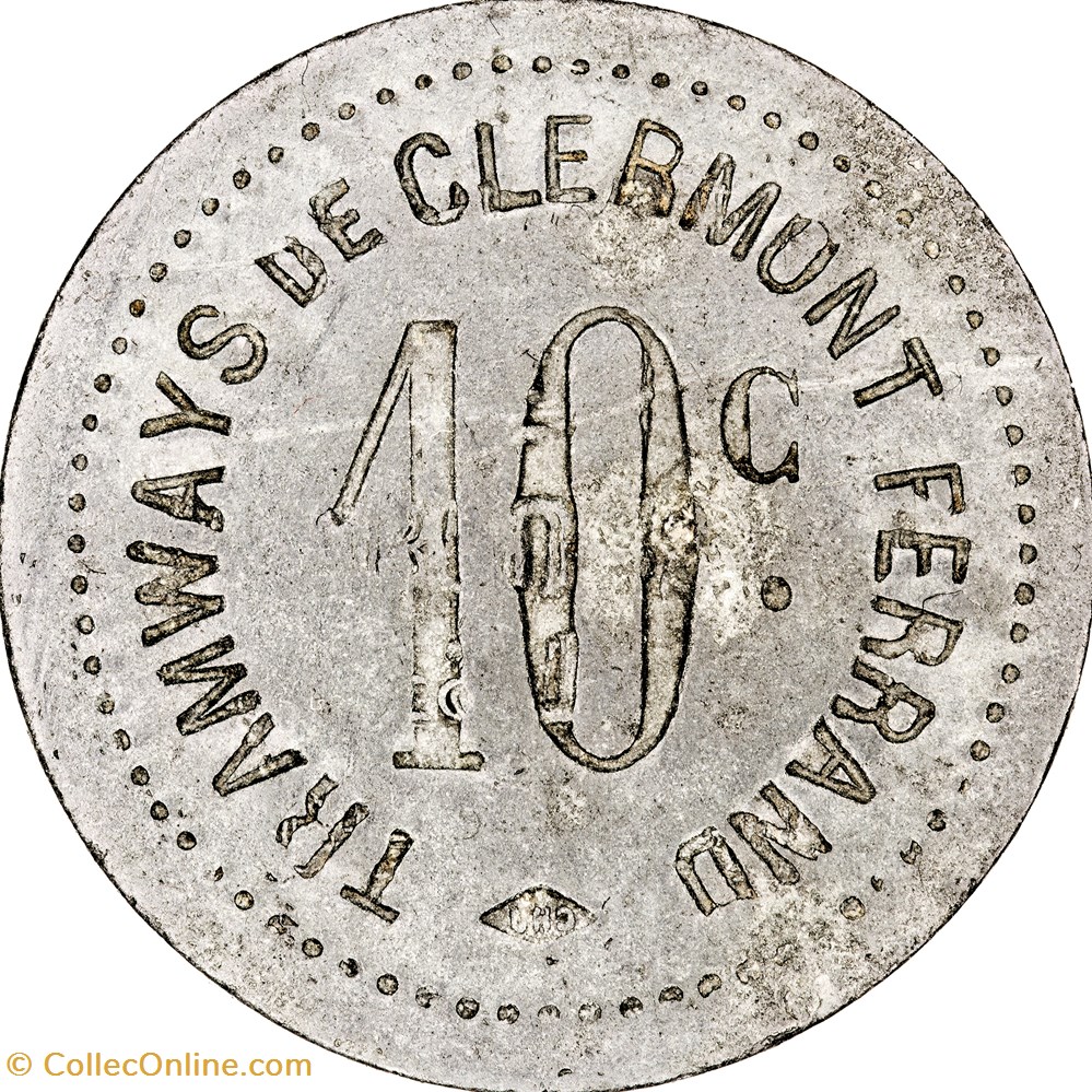 10 centimes, tramways de Clermont-Ferrand monnaies monde france 10 centimes tramways de clermont ferrand