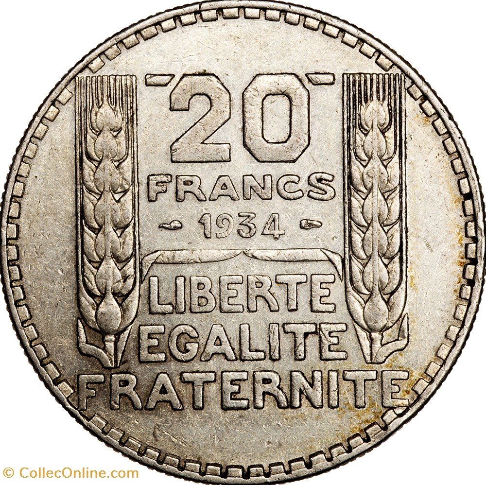 20 francs Turin, IIIe République, 1934 monnaies monde france 20 francs turin iiie republique 1934