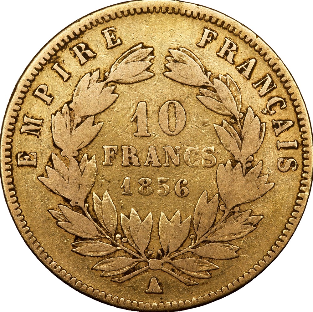 10 francs, tête nue, Napoléon III, 1856, Paris monnaies monde france 10 francs tete nue napoleon iii 1856 paris