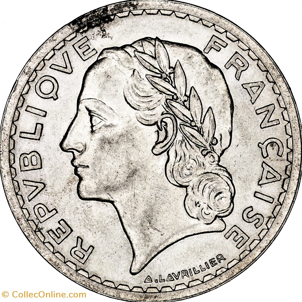 5 francs Lavrillier, aluminium, IVe République, 1947, 9 fermé monnaies monde france 5 francs lavrillier aluminium ive republique 1947 9 ferme