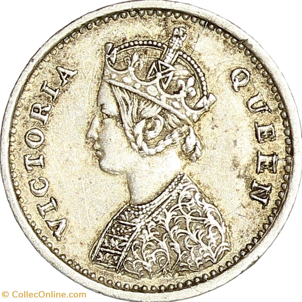 2 annas, Indes Britanniques, Victoria, 1862, Bombay monnaies monde 2 annas indes britanniques victoria 1862 bombay
