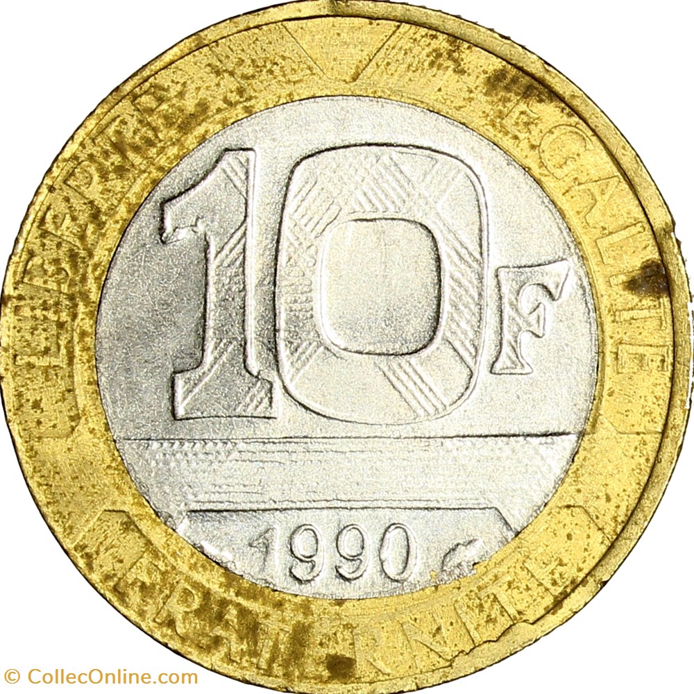 10 francs Génie de la Bastille, Ve République, 1990, faux d'époque monnaies monde france 10 francs genie de la bastille ve republique 1990 faux epoque