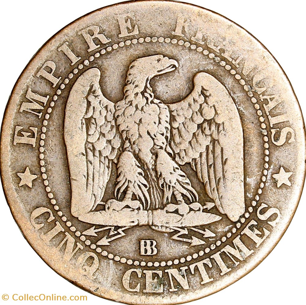 monnaies monde france cinq centimes tete lauree napoleon iii 1862 strasbourg