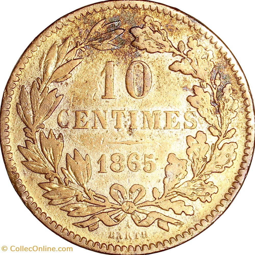 10 centimes, Luxembourg, 1865, Paris monnaies monde 10 centimes luxembourg 1865 paris
