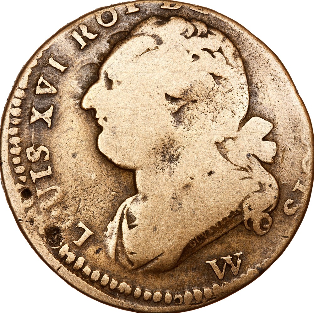 12 deniers au faisceau type François, Louis XVI, 1792, an 4, Lille monnaies monde france 12 deniers au faisceau type francois louis xvi 1792 an 4 lille