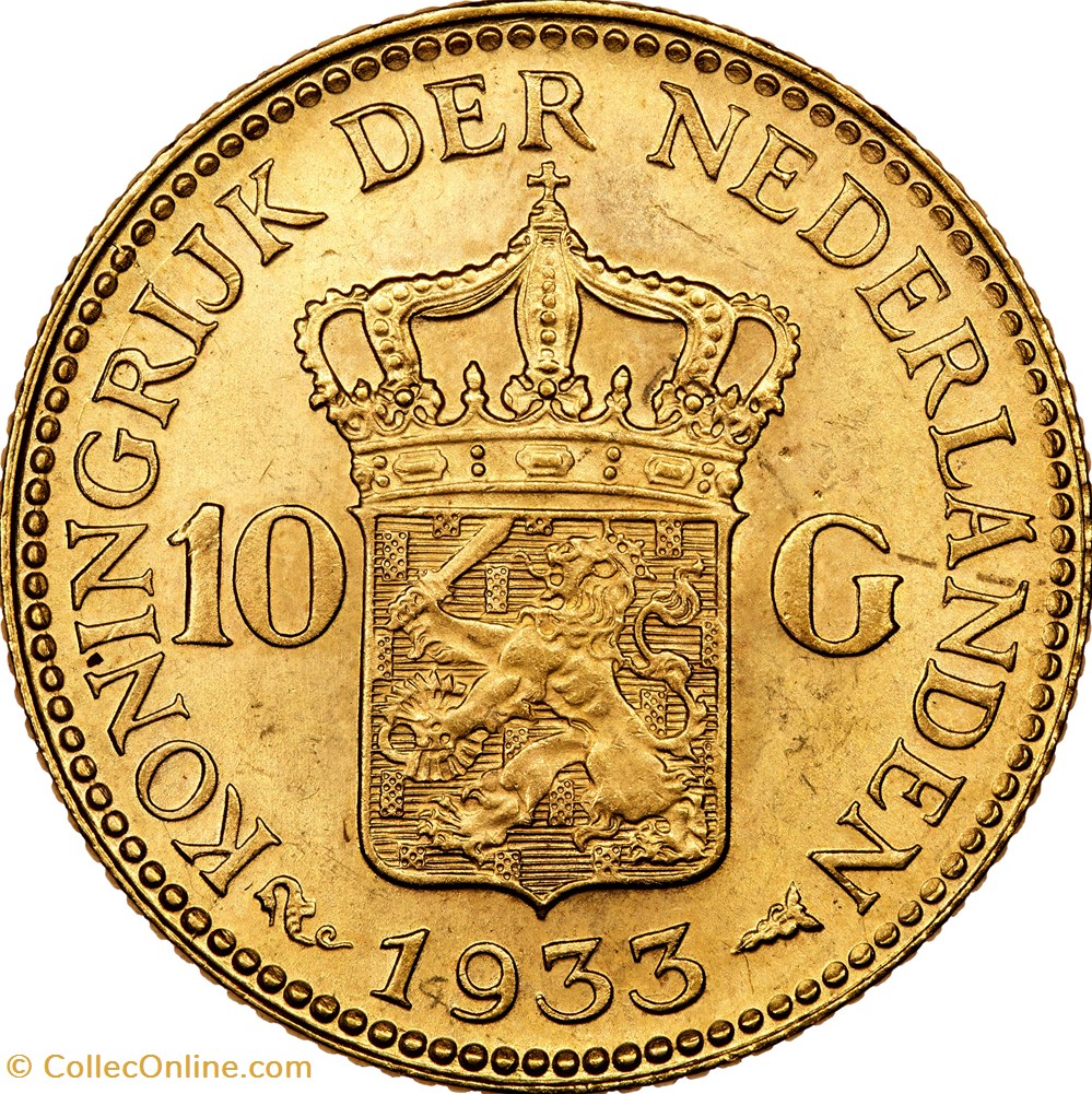 10 gulden, 4e type, Wilhelmine, 1933, Utrecht monnaies monde pays bas 10 gulden 4e type wilhelmine 1933 utrecht