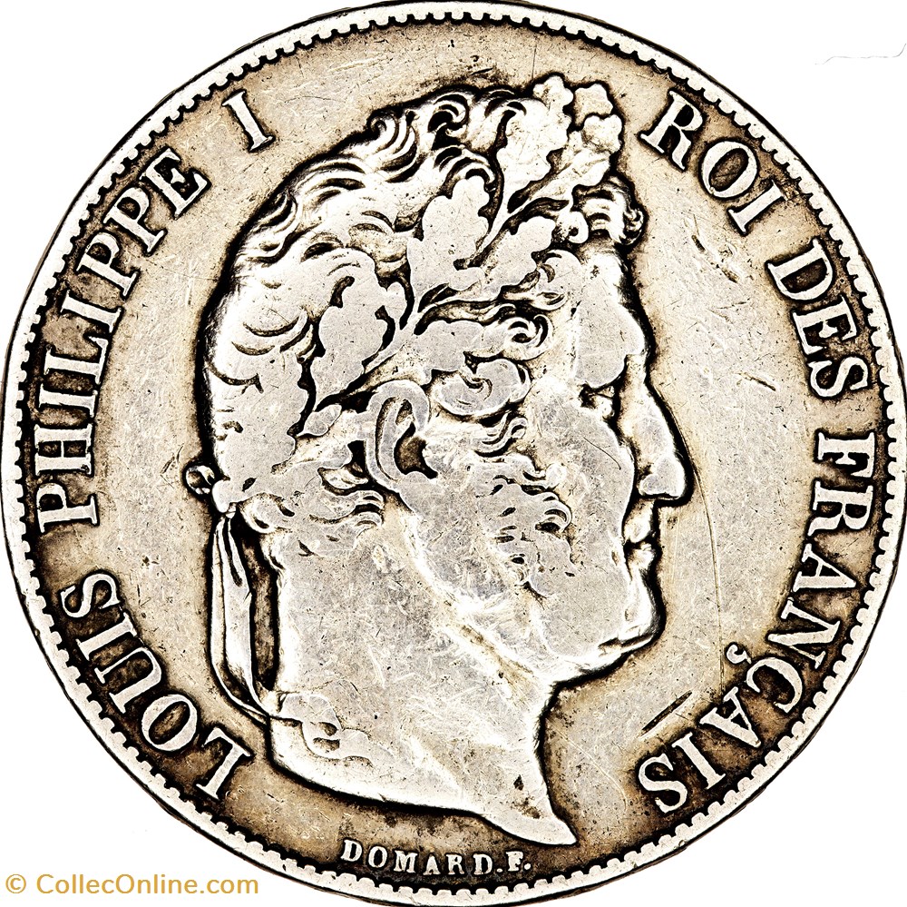 5 francs, 3e type Domard, Louis-Philippe Ier, 1848, Paris monnaies monde france 5 francs 3e type domard louis philippe ier 1848 paris