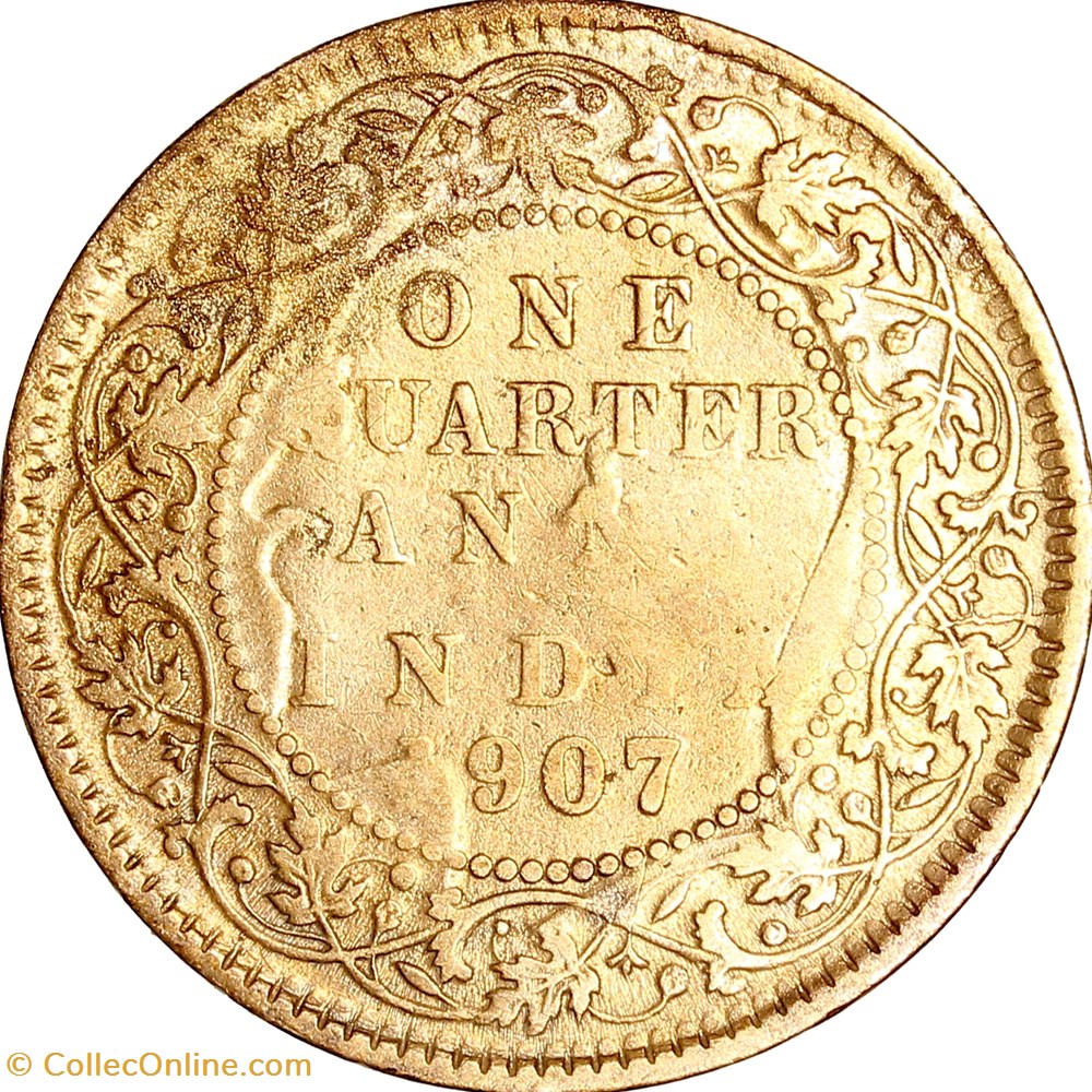 1/4 anna, Indes Britanniques, Edouard VII, 1907, Calcutta monnaies monde 1 4 anna indes britanniques edouard vii 1907 calcutta