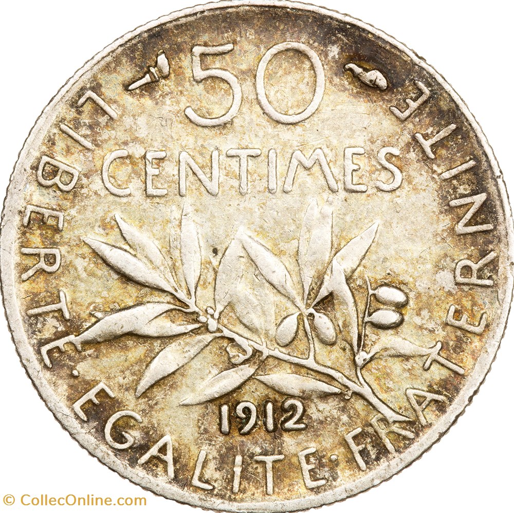 50 centimes Semeuse, IIIe République, 1912 monnaies monde france 50 centimes semeuse iiie republique 1912