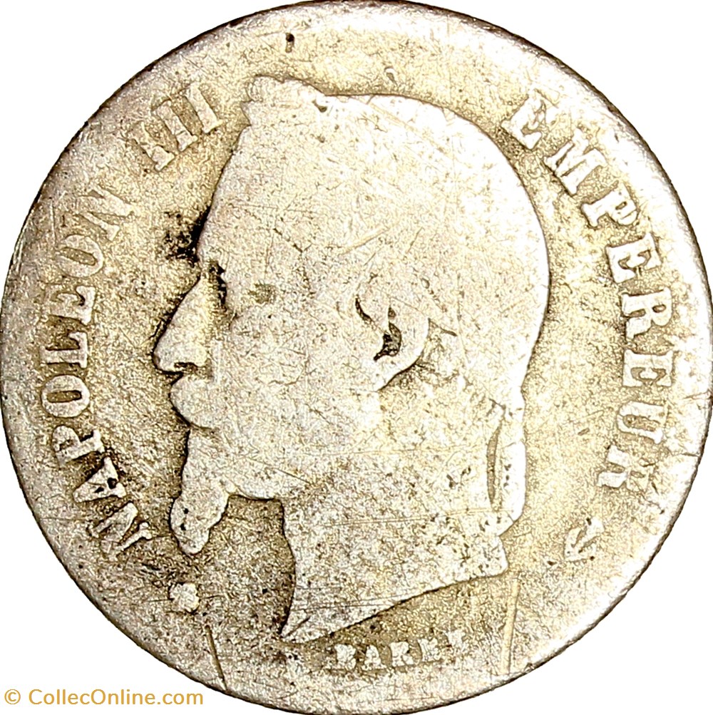 50 centimes, tête laurée, Napoléon III, 1865, Strasbourg monnaies monde france 50 centimes tete lauree napoleon iii 1865 strasbourg