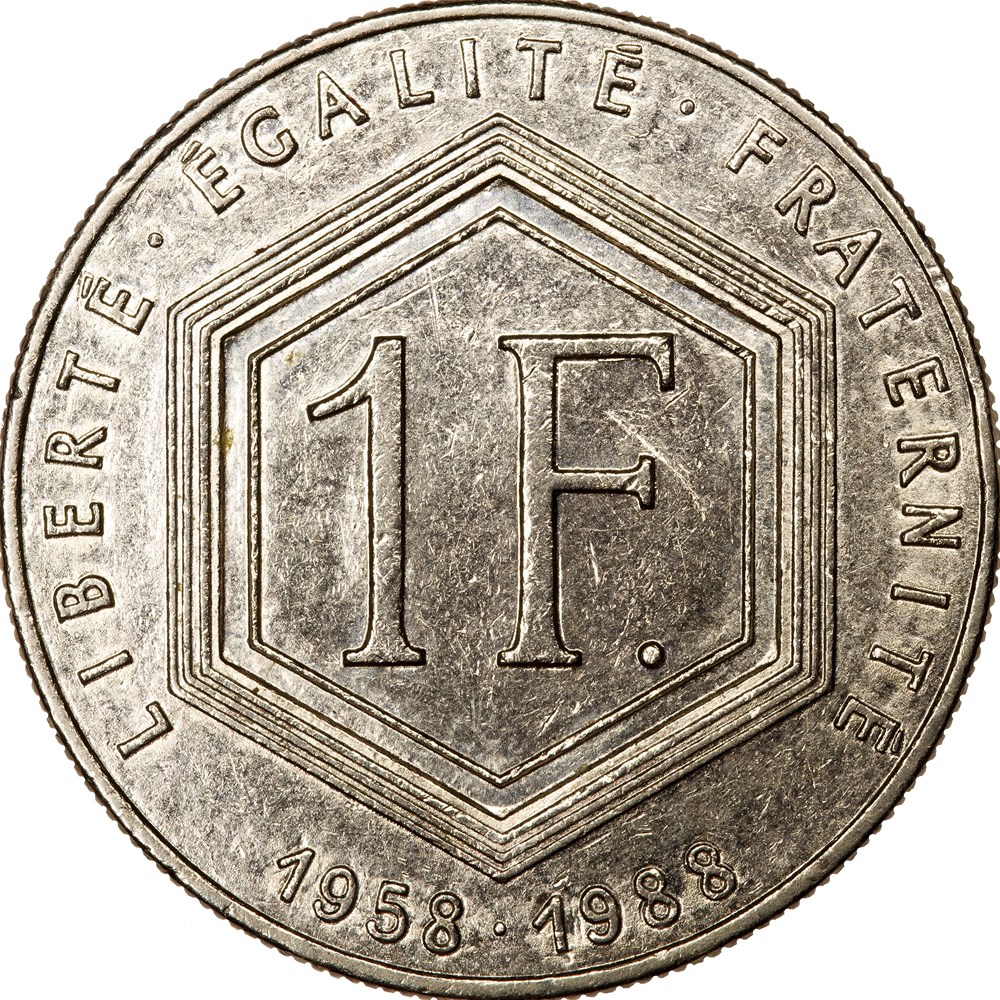 1 franc De Gaulle, 1988, sans différents monnaies monde france 1 franc de gaulle 1988 sans differents