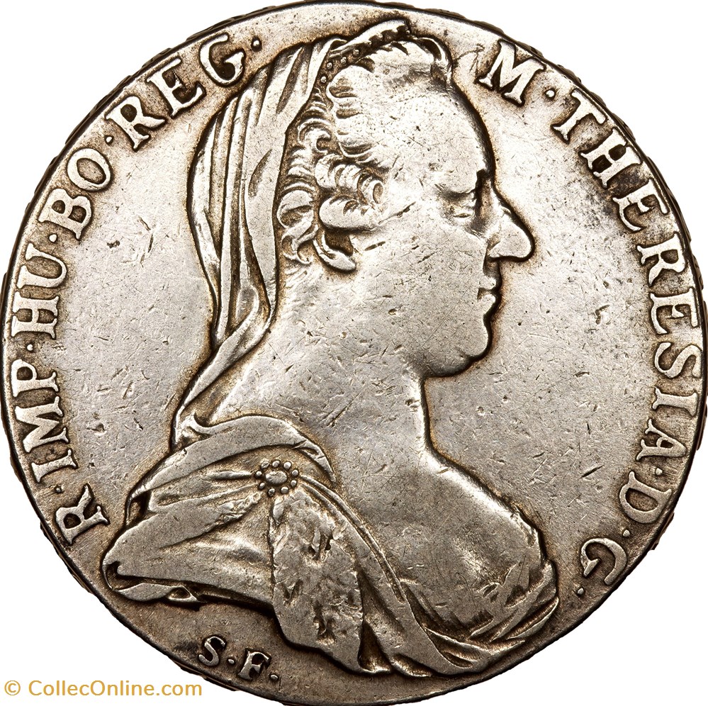Thaler (refrappe) de Marie-Thérèse d'Autriche, (1780), Vienne monnaies europe medievale archiduche thaler refrappe de marie therese autriche 1780 vienne