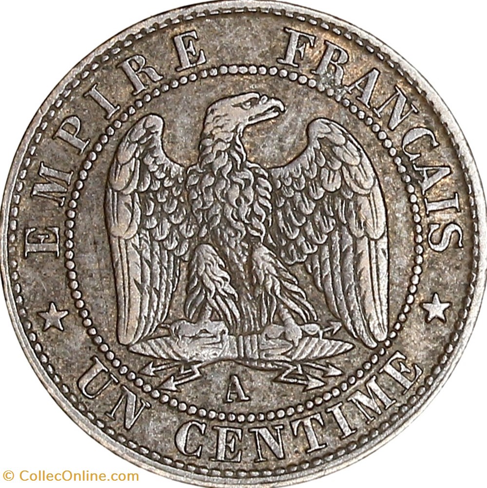 monnaies monde france un centime tete nue napoleon iii 1853 paris