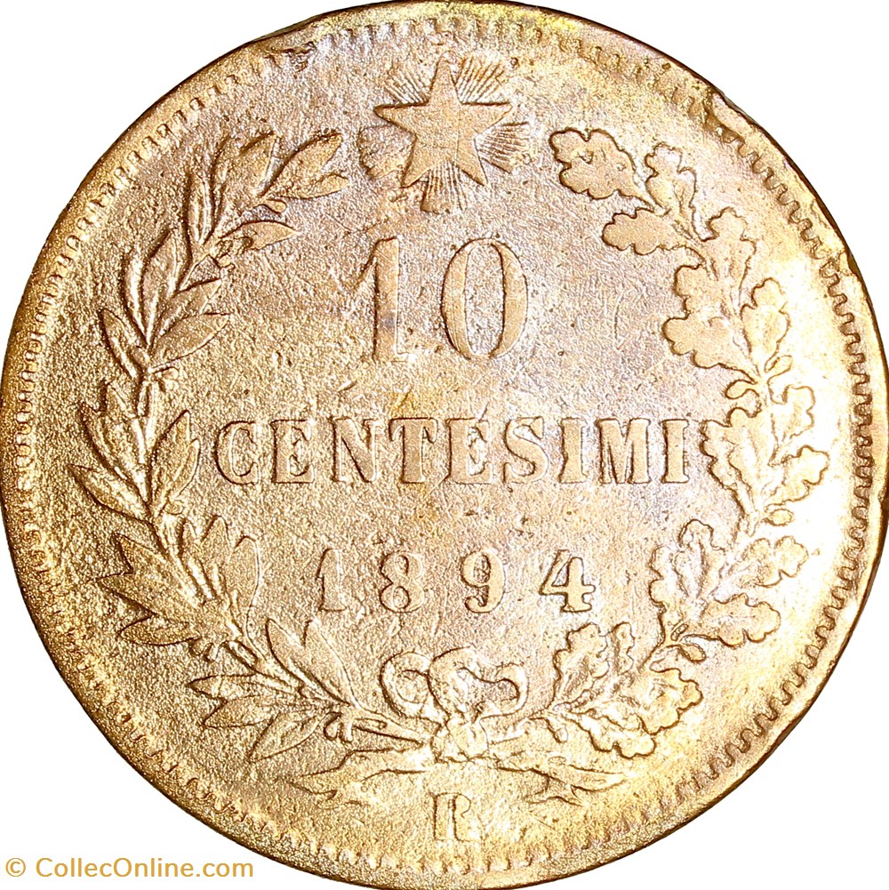 10 centesimi, Humbert Ier d'Italie, 1894, Rome monnaies monde 10 centesimi humbert ier italie 1894 rome