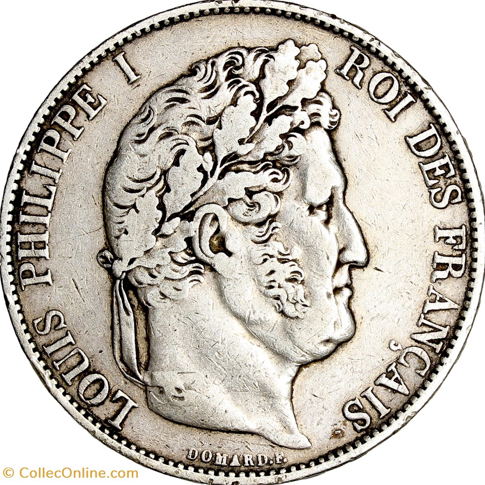 5 francs, 3e type Domard, Louis-Philippe Ier, 1845, Lille monnaies monde france 5 francs 3e type domard louis philippe ier 1845 lille