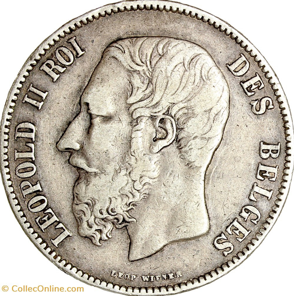 monnaies monde 5 francs leopold ii de belgique 1870